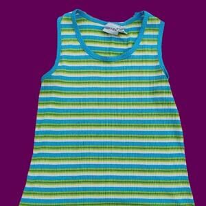 Vintage Fashion Bug Green Blue Tank Top 90s Summer Vacation Beach
